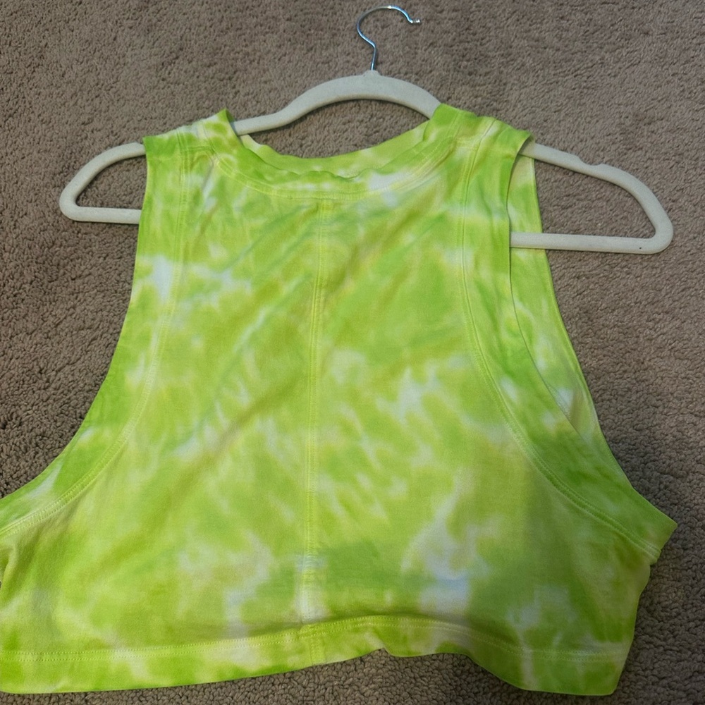 Tie-Dye Sleeveless Crop Top - Green